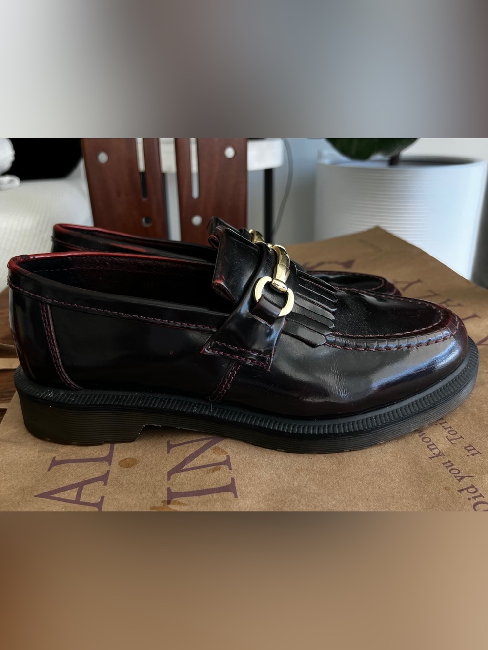 Dr. Martens Wine/Burgundy Chunky Loafers - Picture 2 of 6